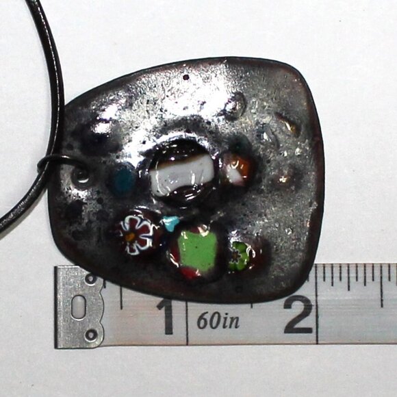 Black Corded Lobster Clasp Necklace With Unique Dark Pendant - Picture 5 of 9